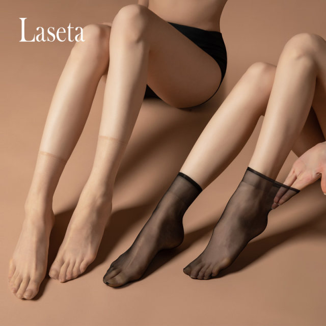 laseta Landa stockings women's short ultra-thin socks summer thin section toe transparent seamless invisible short crystal socks