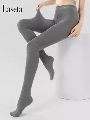 laseta pantyhose women's spring, autumn and winter gray vertical striped thin velvet underwear socks Japanese series medium thick stockings