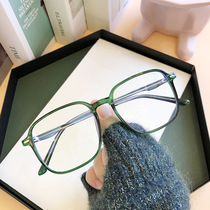 Anti-blue myopia glasses female matching degree flat light green glasses frame male plain face Net red Korean tide