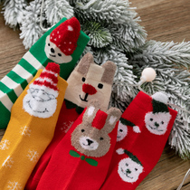 Childrens socks autumn and winter cotton cartoon cute Christmas stockings baby socks small children Big Red New year socks