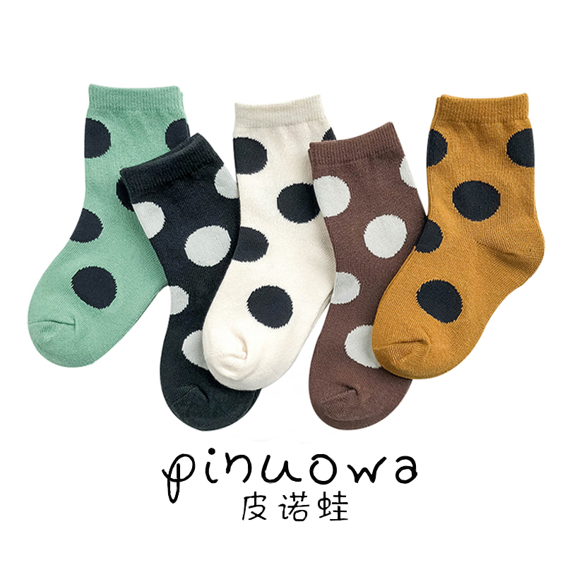 5 pairs of children's mid-tube socks Korean big wave bright color baby bubble socks autumn and winter cotton children's trendy socks