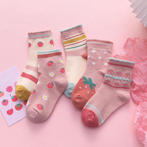 Girls socks spring and summer cotton thin childrens socks girls Princess lace socks big children spring autumn baby
