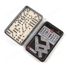 Домино 卓辰双六 dominoes 密胺5010多米诺骨牌象牙铁盒包装28张双6包邮