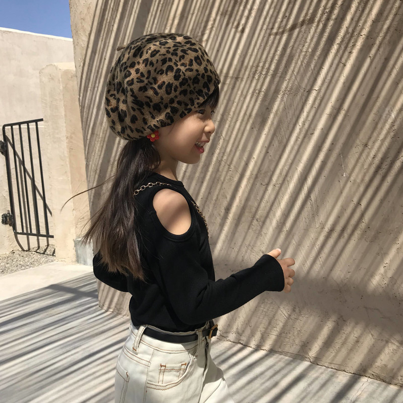 Bean Ding adventure 2020 Children's clothing Girls ' autumn Korean version Japanese cotton long sleeve open shoulder thread base shirt T-shirt Western style