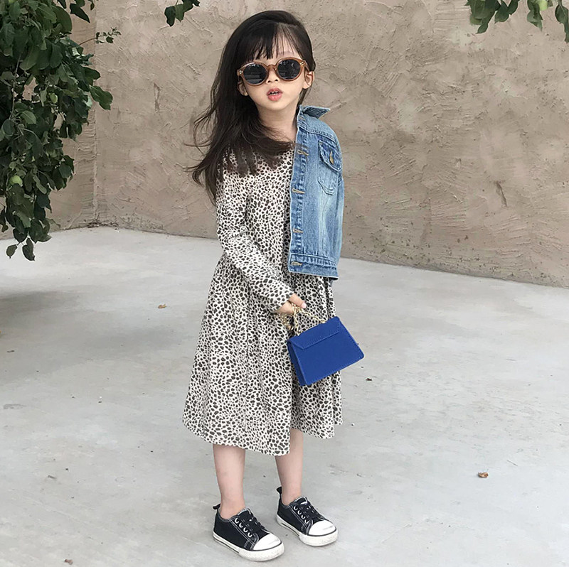 Bean Ding Qiyu 2019 Japanese Korean version of children's clothing new autumn girls children's knitted skirt BAO WEN dress trend