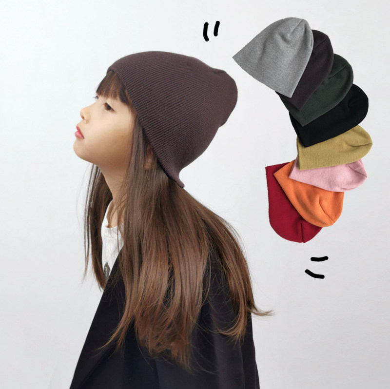South Korea's autumn and winter retro day family male and female knit wool line hat Children's Yoyo 100 lap pure cotton hat baby