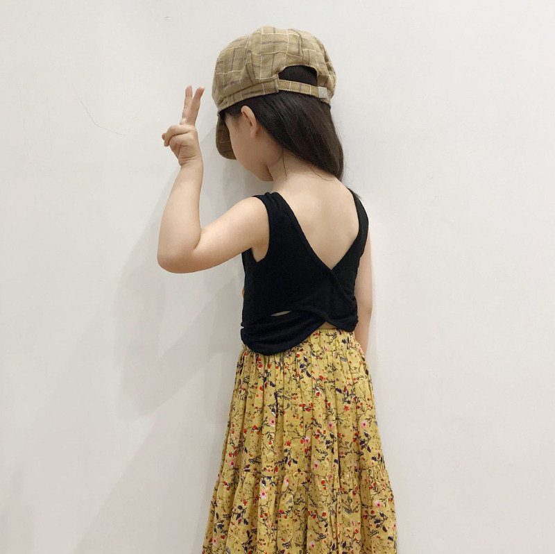 Child Clothing Girl Baby 2020 Day Series Korean Version Summer New Pure Cotton Cross Dew Back Child Vest Harness T-shirt