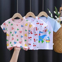 Childrens short-sleeved T-shirt Summer mens and womens childrens half-sleeve T-shirt Childrens childrens girls  foreign style tops Baby summer base shirt tide