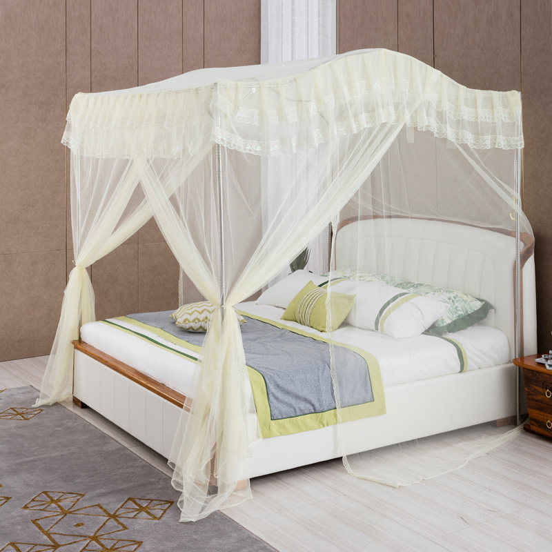 Mosquito net stainless steel thickened arched heightened floor presser foot without punching three-door encryption 1 5m1 8m household