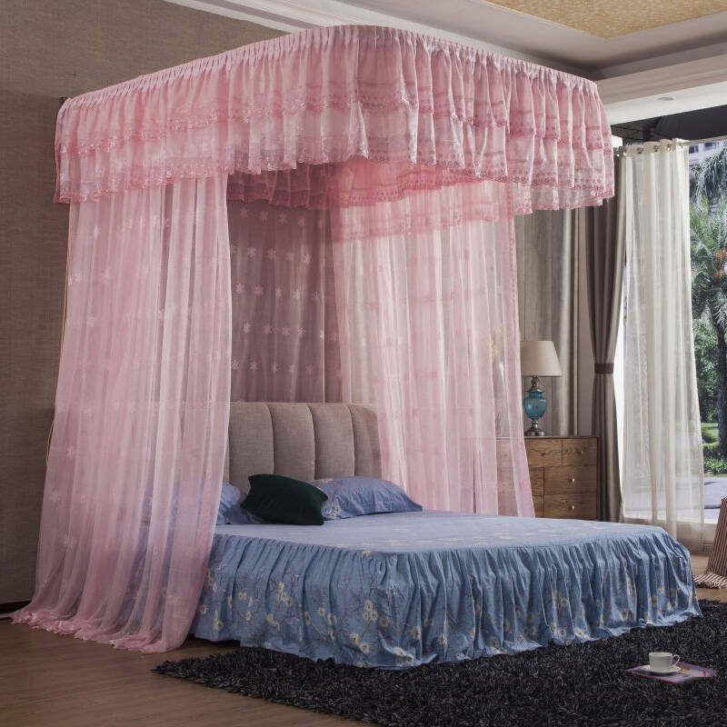 Advanced mosquito net guide rail U-shaped floor pressure foot installation fixed household luxury 1 5m 1 8m thickened can be customized