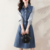 A new bumpy patching cowboy collar dress in autumn 2022