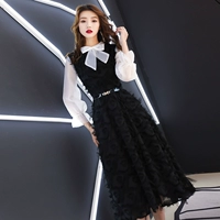 Черное элитное вечернее платье, французский стиль, изысканный стиль