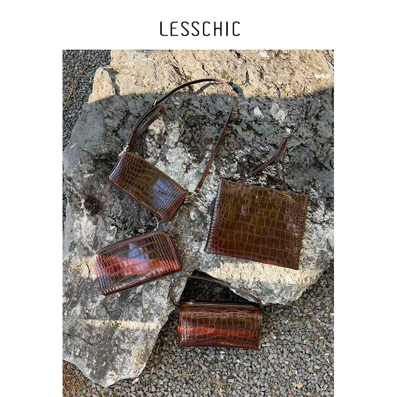 Lesschic【Crocodile Pattern Series】Cowhide Lining, Sheepskin Versatile Casual Shoulder Storage Clutch Bag Lesschic【Crocodile Pattern Series】Cowhide Lining, Sheepskin Versatile Casual Shoulder Storage Clutch Bag