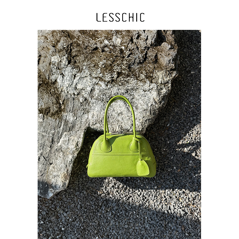 Lesschic【M-Vivant Bowling Bag】Imported Vegetable-Tanned Sheepskin Lining, Versatile Single-Shoulder Bowling Bag Lesschic【M-Vivant Bowling Bag】Imported Vegetable-Tanned Sheepskin Lining, Versatile Single-Shoulder Bowling Bag