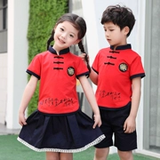 Mùa hè kiểu Trung Quốc nguyên chất cotton mẫu giáo lớn và trung bình phục vụ trường tiểu học đồng phục gió quốc gia Hanfu Liuyi hoạt động quần áo - Đồng phục trường học / tùy chỉnh thực hiện