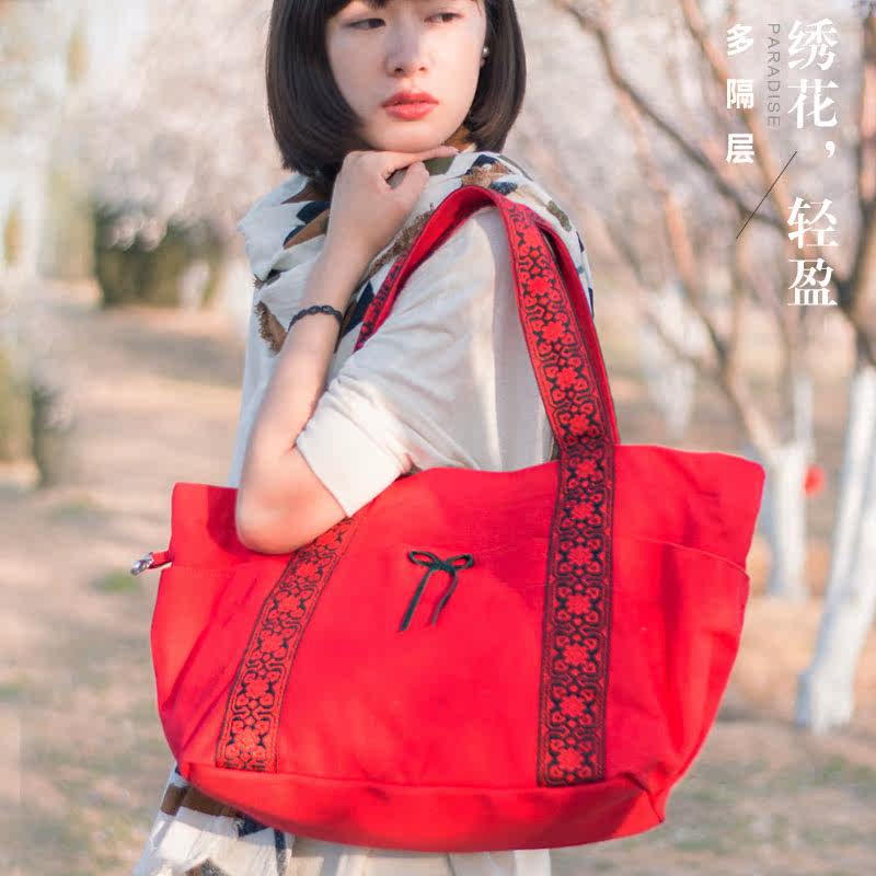 Original designer brand bag women's summer 2021 new shoulder bag canvas casual bag bridal festive bag red
