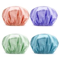Shower Cap Women's Waterproof Bath Kitchen Anti-oil Smoke Double Layer Elaptic For Home Bedroom Adult Ear Protection Long Hair Shower Cap