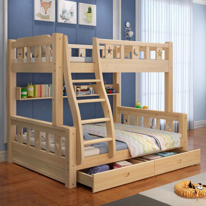 Bunk wooden bed all solid wood 80 cm wide 1 85 meters long 1 meter wide 90 cm wide double bunk bed 1 7 meters long