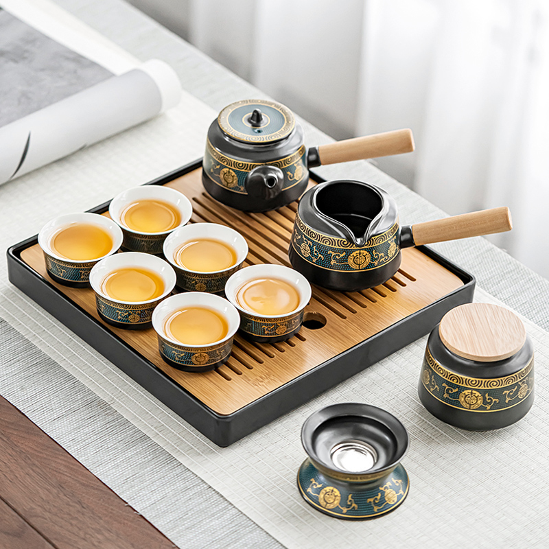 Kongfu tea furniture set group home living room side to make tea maker ceramic dry foam tray light lavish modern small set of gift boxes