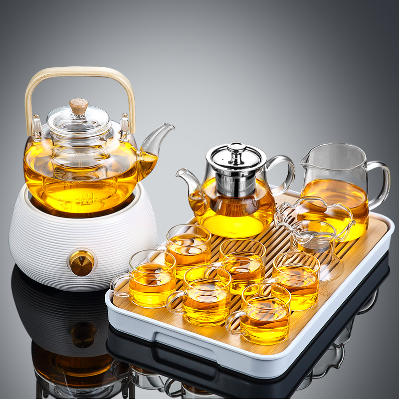 Tea set boiling kettle suit Home Electric Pottery Oven Cooking Tea Glass Bubble Teapot Teapot Day Steam Teapot Boiled Tea