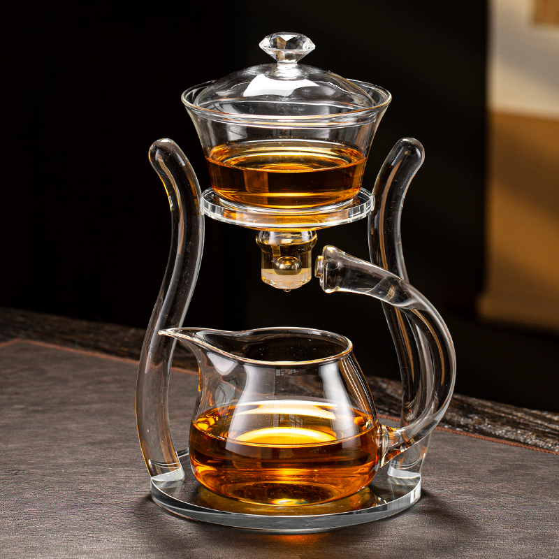 Glass semi-automatic tea set tea brewer magnetic suction teapot cup net red home lazy kung fu tea making artifact