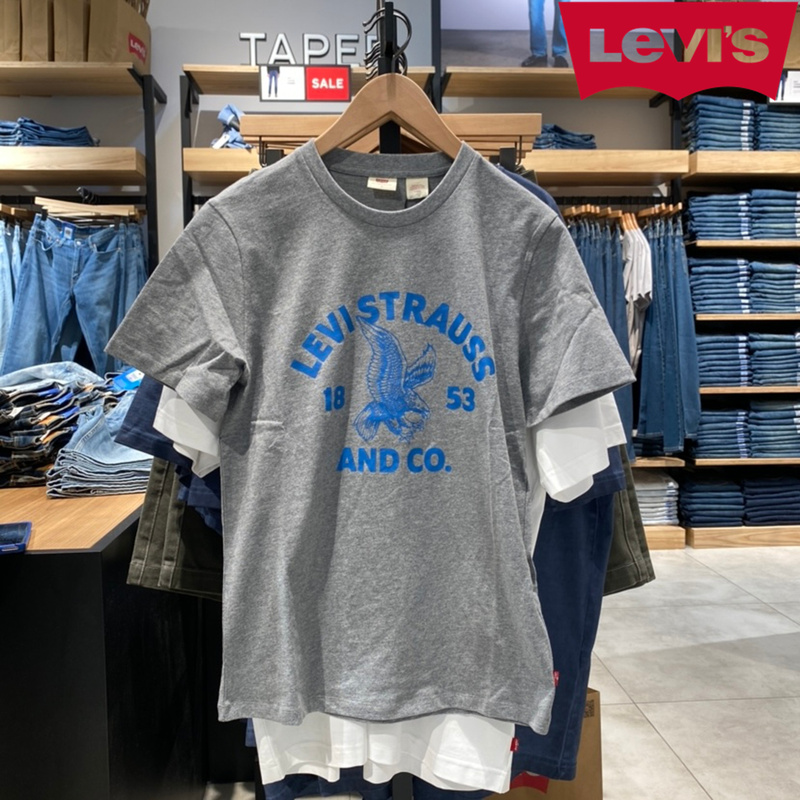 Levis Men's Classic Printed Cotton Round Neck Short-Sleeved T-Shirt, Same Style for Men and Women 008Fm-0000