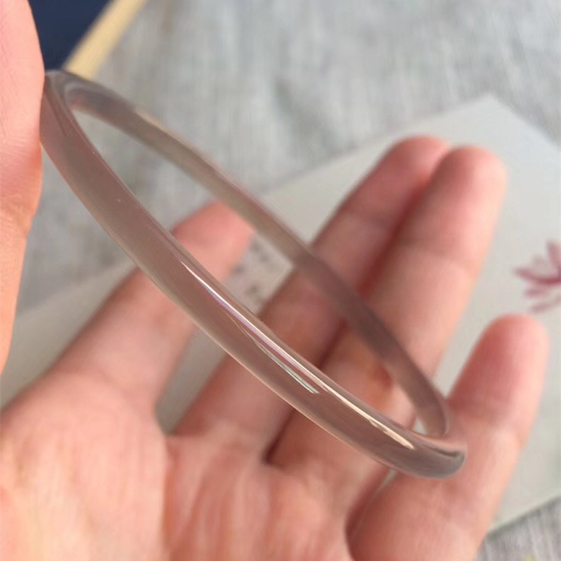 Smoke Rain Jiangnan Natural Tobacco Grey Jade Medullary Bracelet jade Extremely Fine Bracelet Art Retro Style