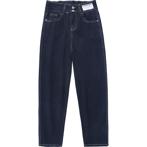 Осенние джинсы, штаны, высокая талия, большой размер, свободный прямой крой, по фигуре