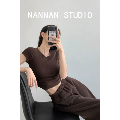 Pure Desire Маленькая талия ~ боковые складки открытые талия, лето для похудения, нося с серо -рубашками с