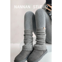 Recommended knitted pile socks for women in Dongdaemun South Korea soft and waxy gray slimming micro-leg compression sleeves for women in spring and autumn with boots