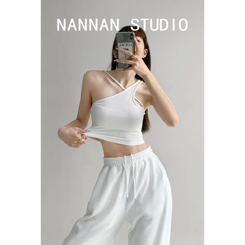 Асимметричный дизайнерский трикотажный жилет, летняя сексуальная майка топ, тренд сезона, в обтяжку