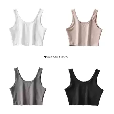 American basic U-shaped short I-shaped vest outside wearing a top top, cross-button tight sports wide shoulder strap