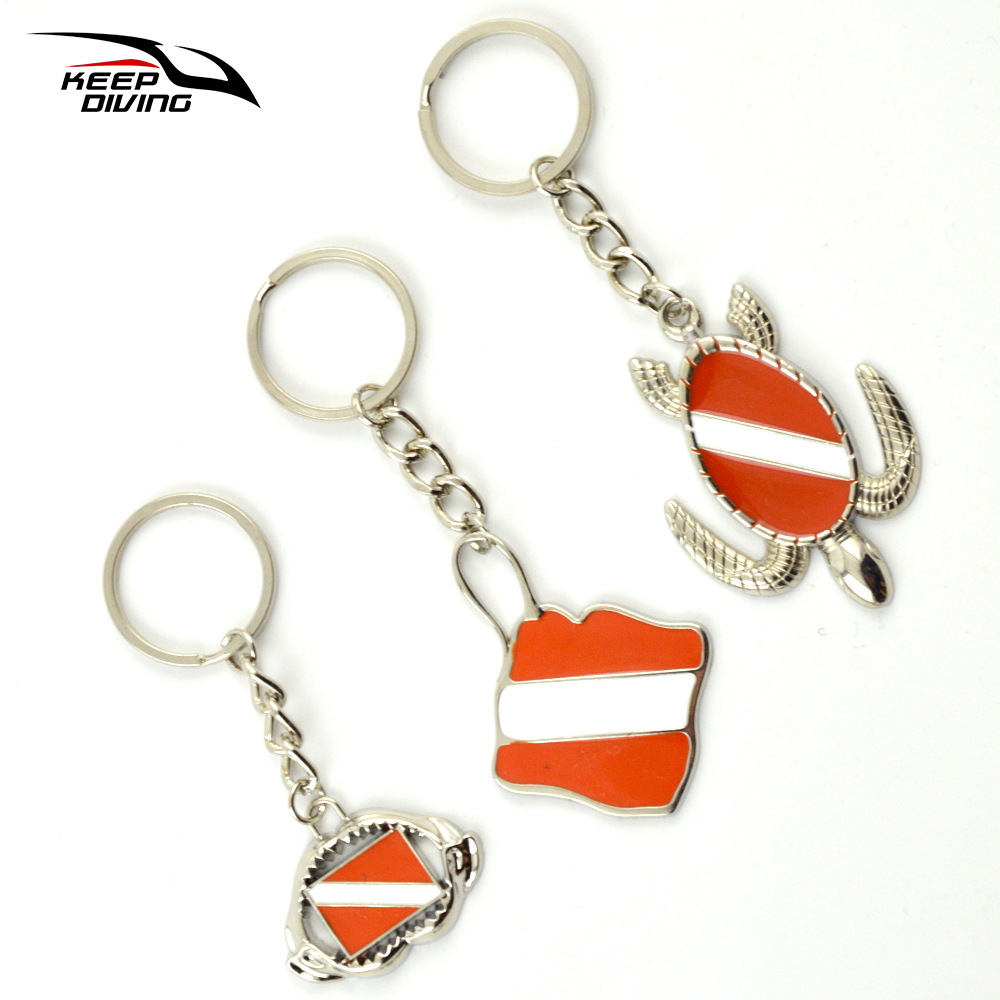 Zinc alloy diving flag key ring diver hung diver wears scuba souvenir pendant