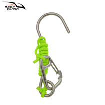 Manufacturer scuba diving single head 316 stainless steel reef flow hook single claw hook safety rope resistant to seawater simple hook safety