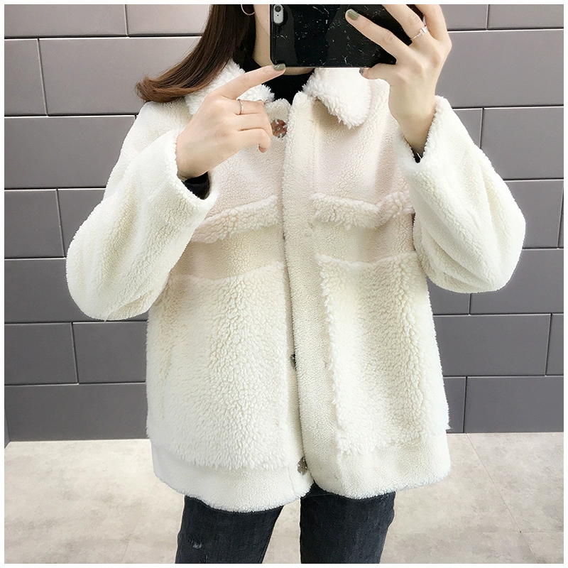 Áo khoác len nữ 2020 Mùa xuân mới Áo khoác nữ ngắn hạt cashmere Áo len lông cừu Phụ nữ mùa xuân và mùa thu - Áo khoác ngắn