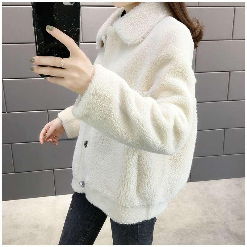 Áo khoác len nữ 2020 Mùa xuân mới Áo khoác nữ ngắn hạt cashmere Áo len lông cừu Phụ nữ mùa xuân và mùa thu - Áo khoác ngắn