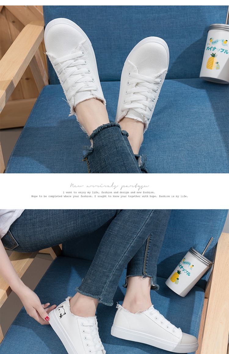 Giày vải mới 2018 nữ sinh viên mùa hè Phiên bản Hàn Quốc Harajuku hoang dã ulzzang nhỏ giày trắng đế bằng giầy thể thao nữ đế cao