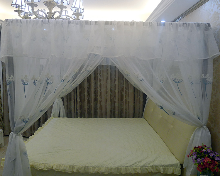 gió Đông Nam Địa Trung Hải giường tùy chỉnh lớp vỏ manti Trung Quốc bốn cột lưới trải giường giường tán đám cưới tấm màn che bức màn Mỹ - Bed Skirts & Valances rèm treo giường