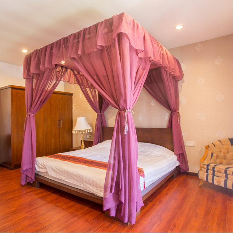 Đông Nam Á và Địa Trung Hải Mỹ cổ điển theo phong cách Trung Quốc bốn cột lưới tấm màn che cưới giường giường tán lớp vỏ manti tùy chỉnh sợi - Bed Skirts & Valances rèm quây giường