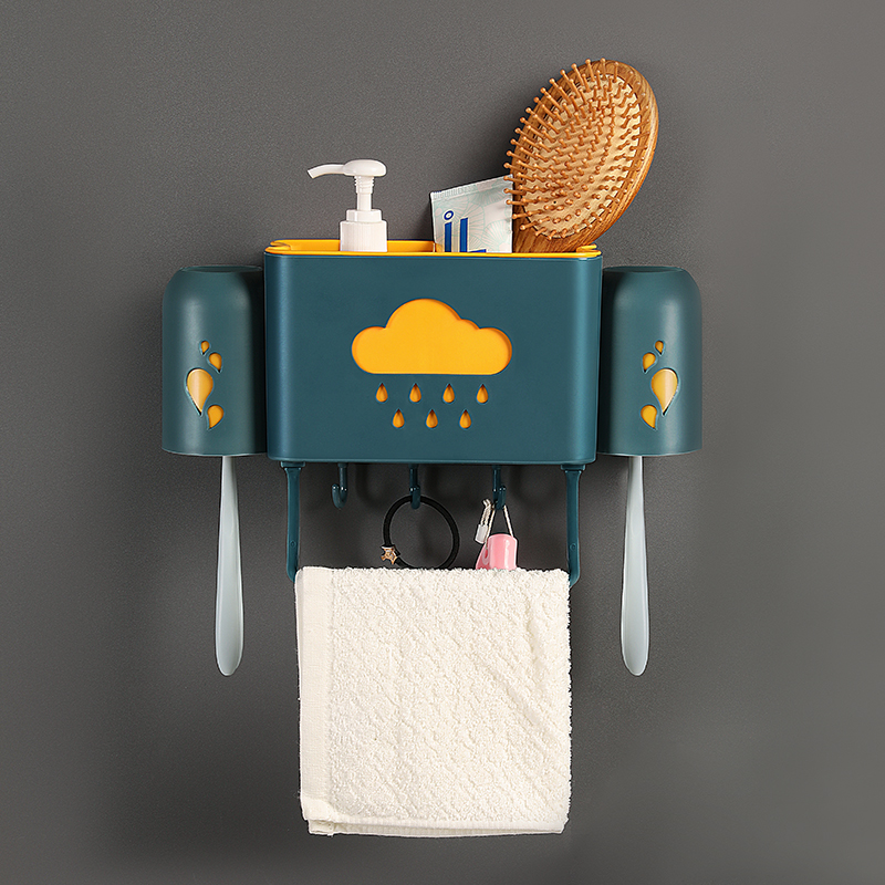 Toothbrush storage rack Toothbrush cup holder Wall hanging Storage rack Gargle cup set Toothbrush holder No hole Toothbrush cup wall hanging type
