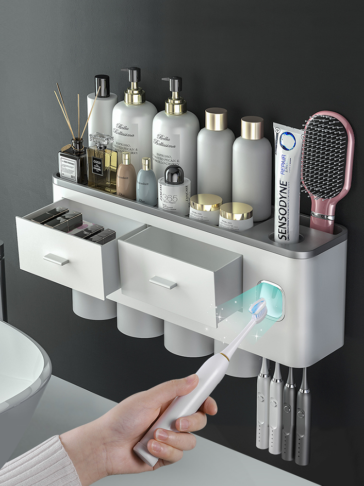 Toothbrush toothpaste shelf Hole-free powder room Wall-mounted non-automatic toothpaste dispenser Artifact extruder