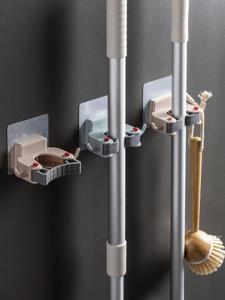 Mop hook Hole-free wall hanging wall no trace nails Powder room hanging mop broom hook mop clip Mop rack