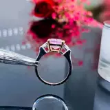 Розовое бриллиантовое квадратное обручальное кольцо, серебро 925 пробы, золото 750 пробы, 3 карат, подарок на день рождения