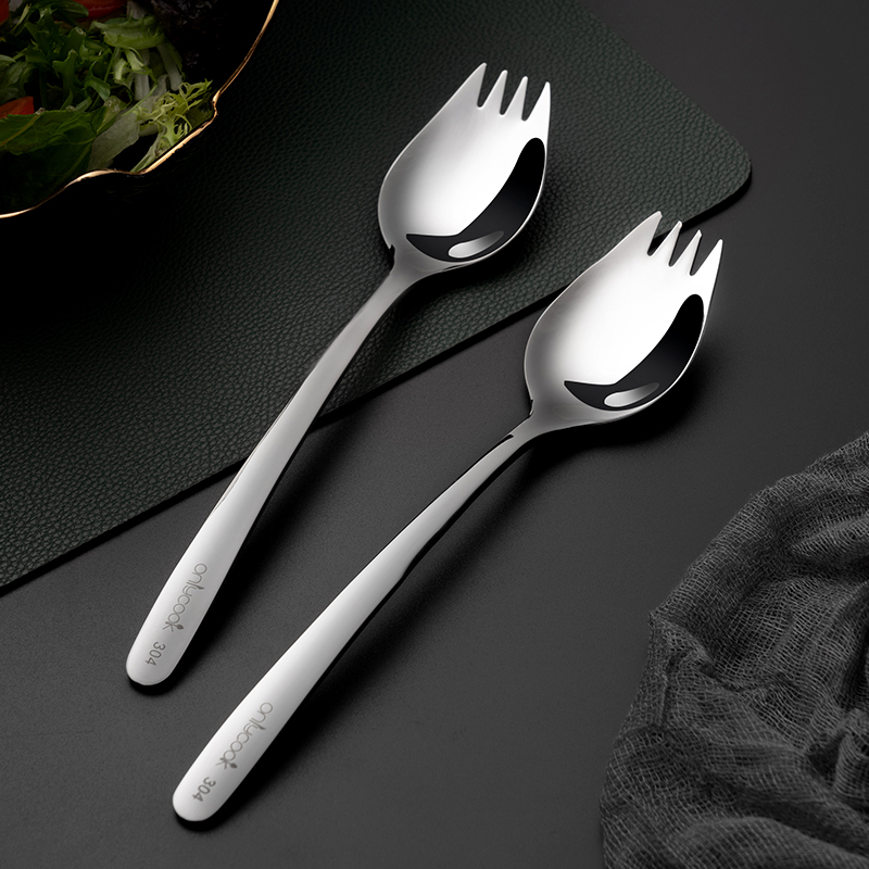 Germany imports 2 salad forks 304 stainless steel fork spoon in one spoon salad fork dual - use salad spoon fork