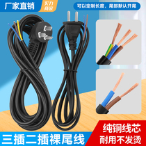 Power cord with plug 16A10A national standard two plug three items 2 core 3 core 0 75 1 5 square single head bare tail copper wire