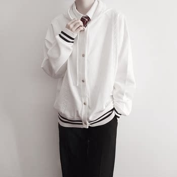 Jkdk men's and women's college style knitted cardigan sweater Jkdk men's and women's college style knitted cardigan sweater