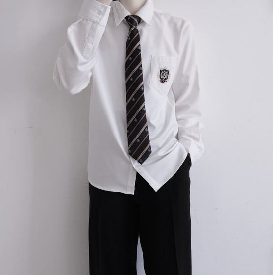 原创JK/DK制服刺金骑士刺绣衬衫英文上衣长袖日系男女款