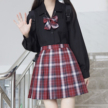 (Thorn original) jk uniform skirt long sleeve Carpenter pleated shirt bow tie full set women autumn and winter