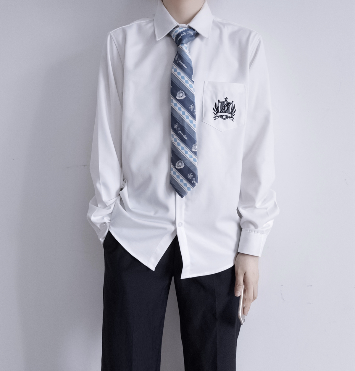 (Thorn Original) Mercury High JK DK Uniform Genuine Embroidery Long Sleeve College Wind White Shirt Autumn Winter