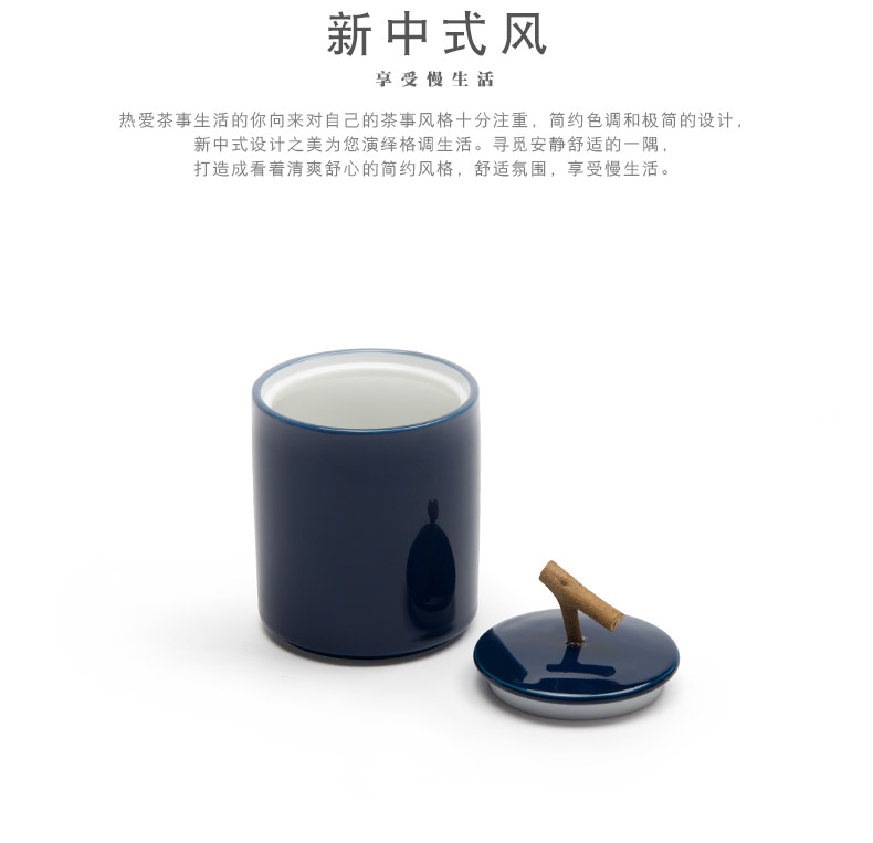 [proprietary] Mr Ji nan shan blue ceramic POTS awake portable small tea caddy fixings warehouse moistureproof